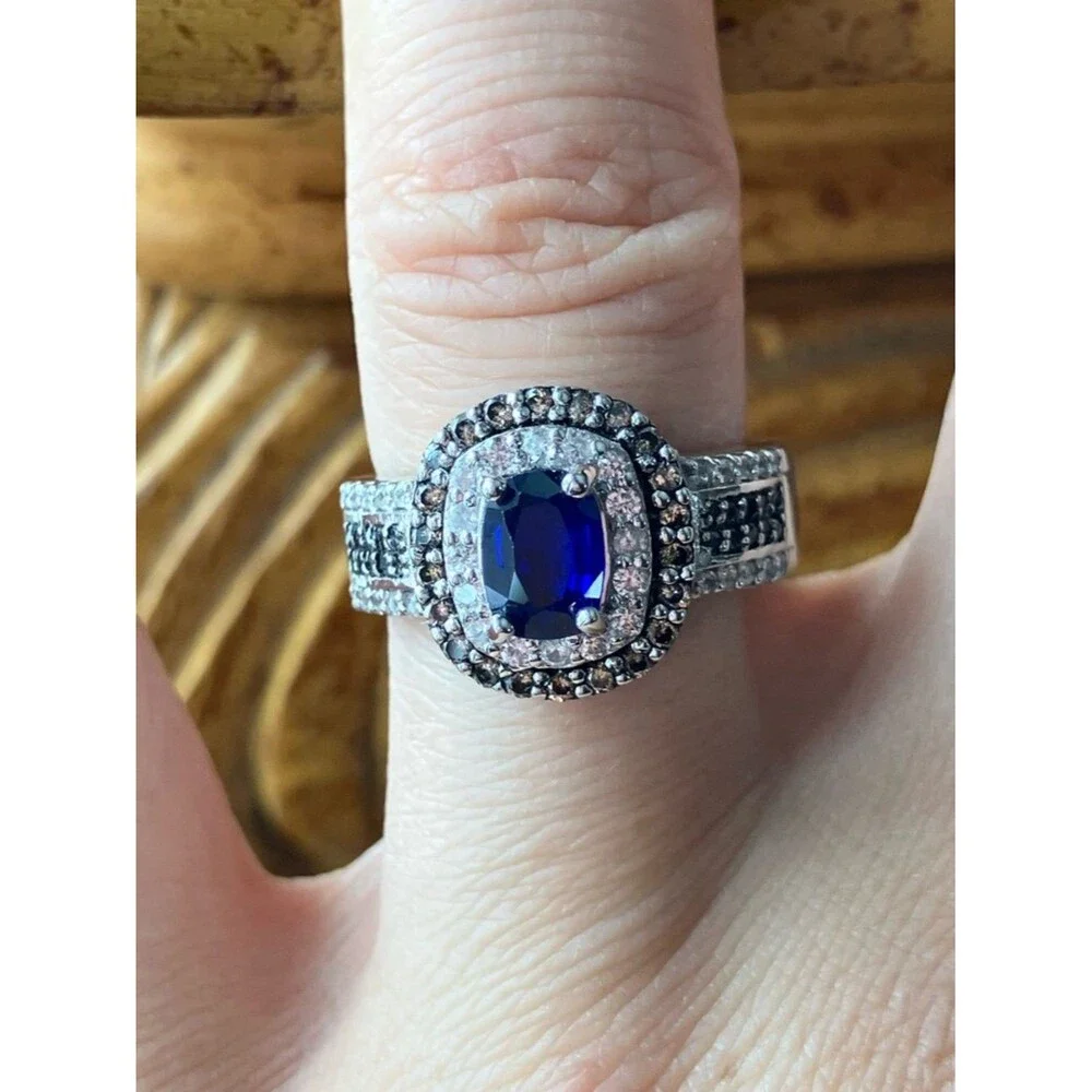 Genuine Blue Spinel Sterling Silver Ring Size 7